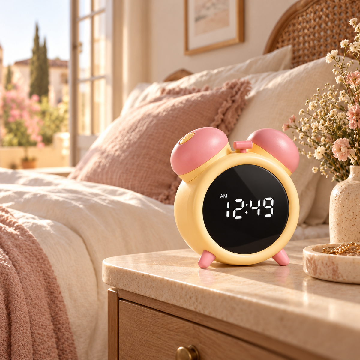 Secretya Secret Alarm Clock on a bedside table